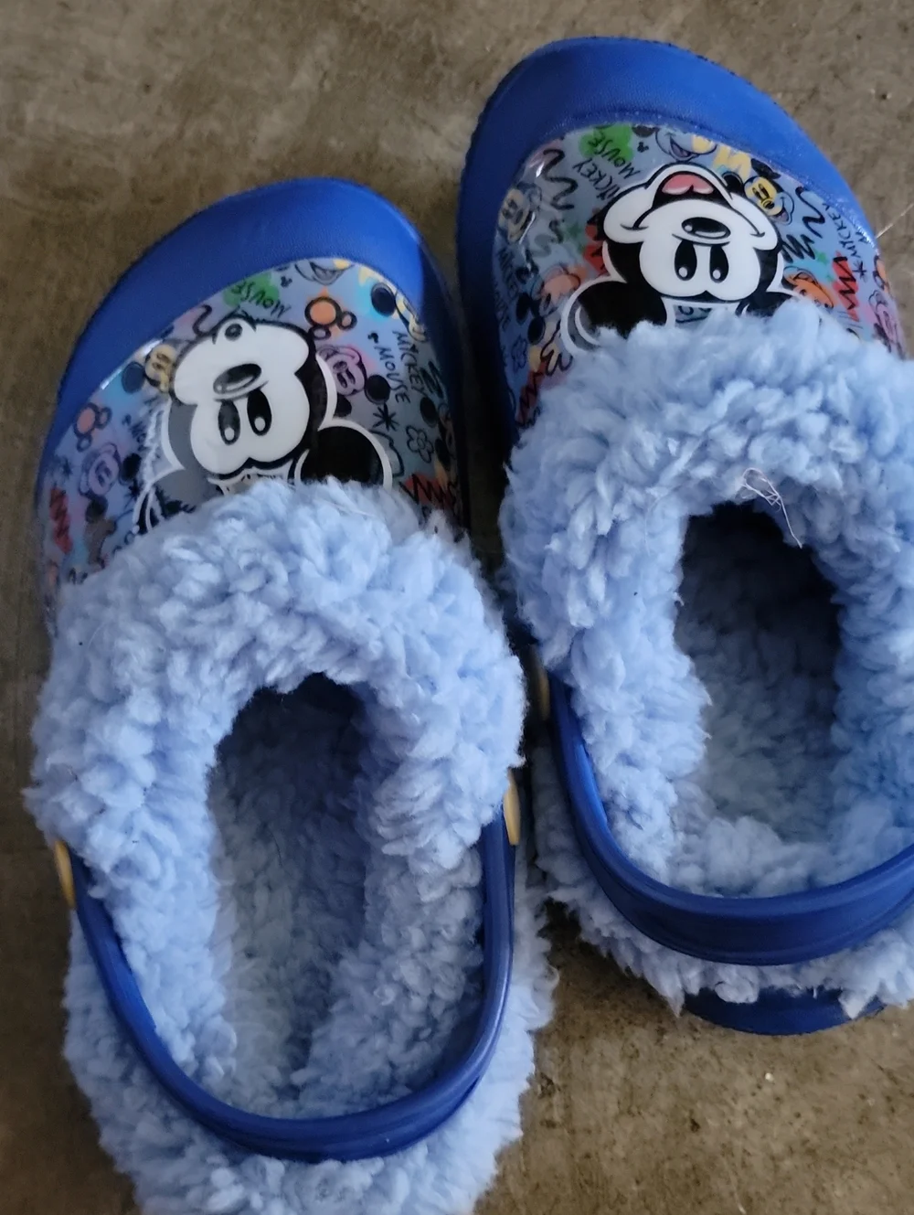 Mickey Mouse Kids' Blue Fuzzy Clog Shoes